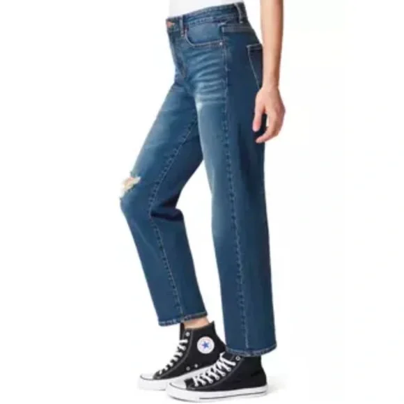 NWT [Frayed] High Rise Distressed Straight Leg Denim Jeans Women’s Size 29 - Picture 3 of 8